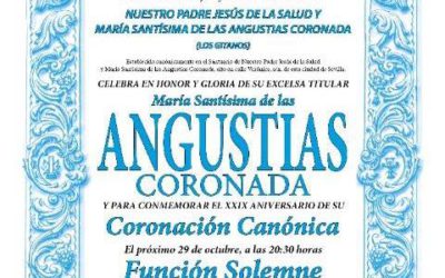Función Solemne en Honor a María Santísima de las Angustias. 29 de octubre a la 20.30 horas