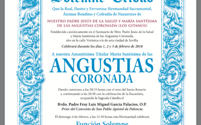 Solemne Triduo, Función y Besamanos dedicados a María Santísima de las Angustias Coronada.