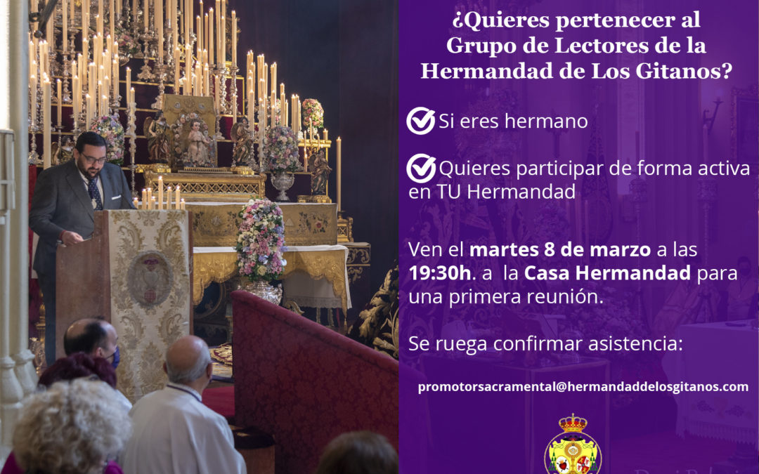 ¿Quieres pertenecer al Grupo de Lectores de la Hermandad Sacramental de Los Gitanos?