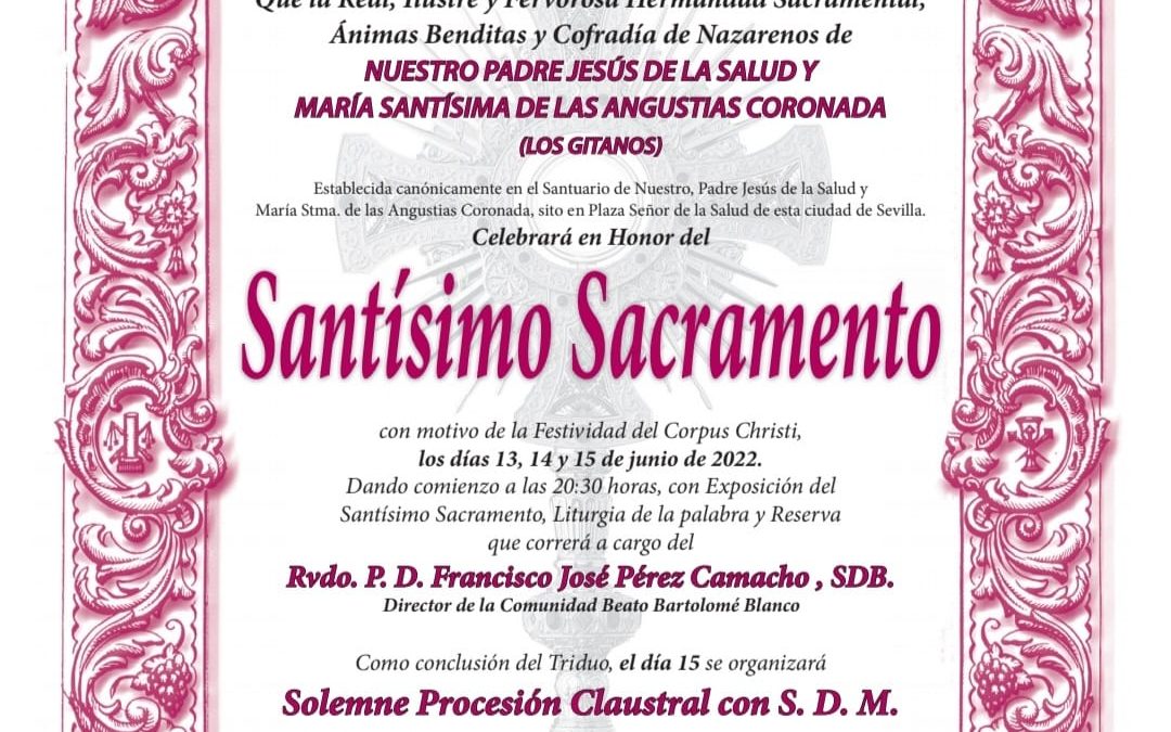 Convocatoria Triduo Sacramental junio 2022