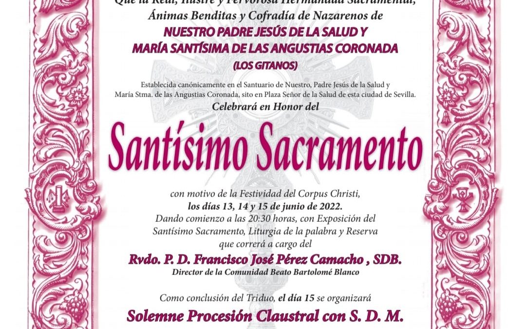 Convocatoria Triduo Sacramental junio 2022