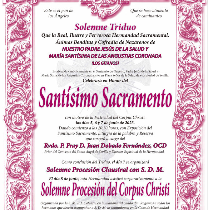 Solemne Triduo al Santísimo Sacramento