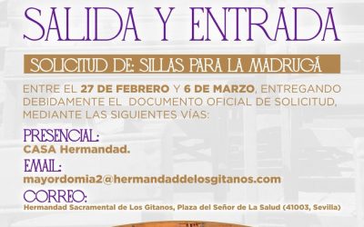 Solicitud de sillas para la entrada y salida de la cofradía 2026