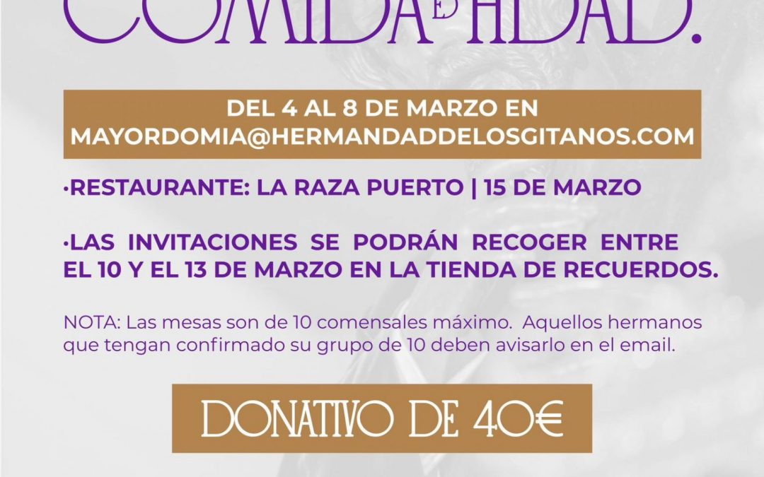 Reserva tu comida de Hermandad 2026