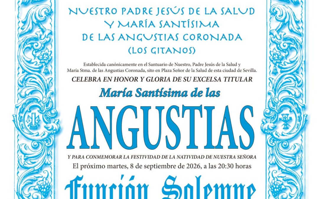 8 de septiembre, Función Solemne en honor de María Santísima de las Angustias